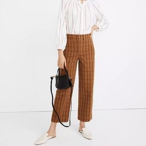 MADEWELL Slim Emmett Wide-Leg Crop Pants in Eberhart Plaid